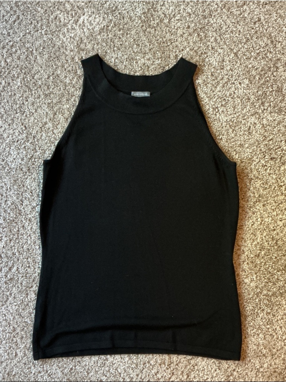 Ann Taylor Black Sleeveless Ribbed Tank